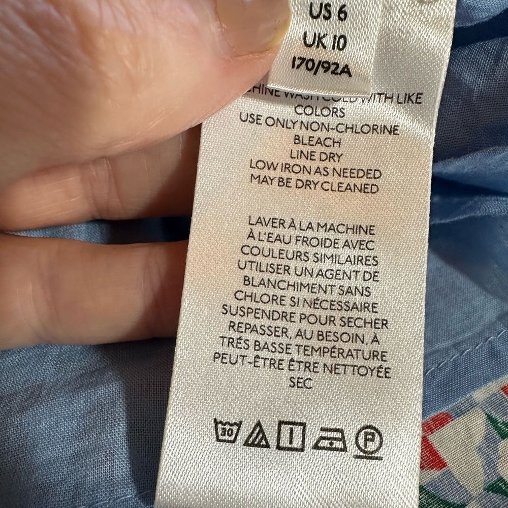 MAEVE ANTHROPOLOGIE Women's Cotton Motif Pleated Mini Skirt Blue Size 6 - Picture 10 of 12